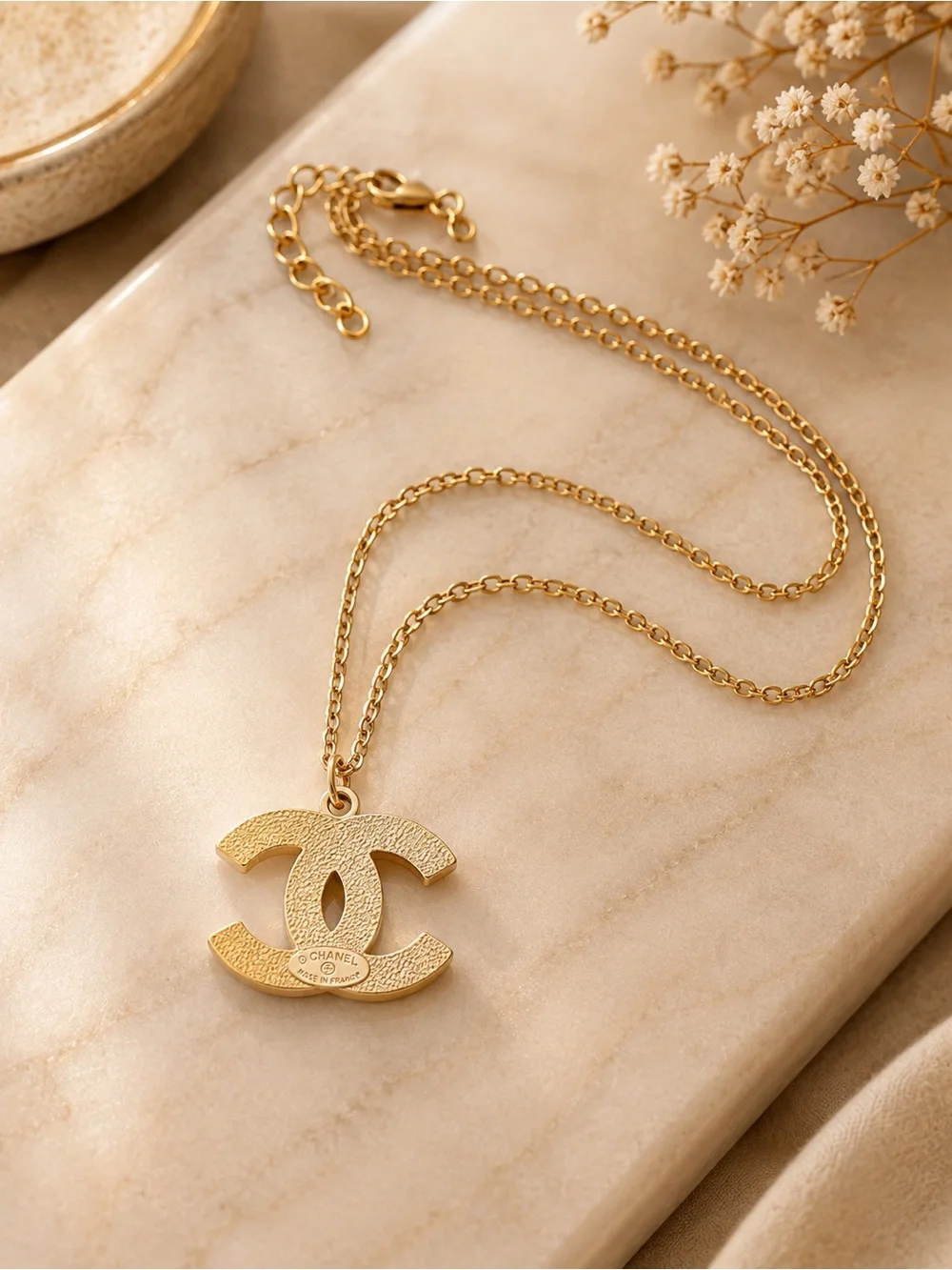Gold & Pink Crystal Pendant Necklace